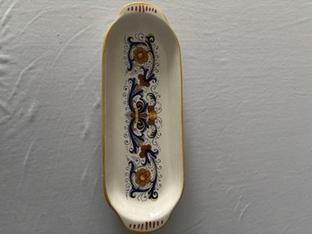 Deruta Italy Hand Painted Ceramic Tray 12” Italian Pottery Oval Serving Dish